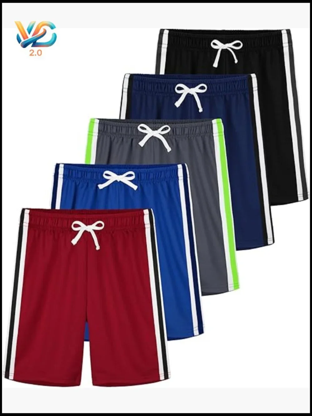 5 Pack Boys Athletic Shorts Mesh Quick Dry with Drawstring